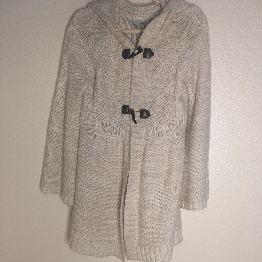 Cici Tash Ivory Hooded Mohair Knit Sweater Size M